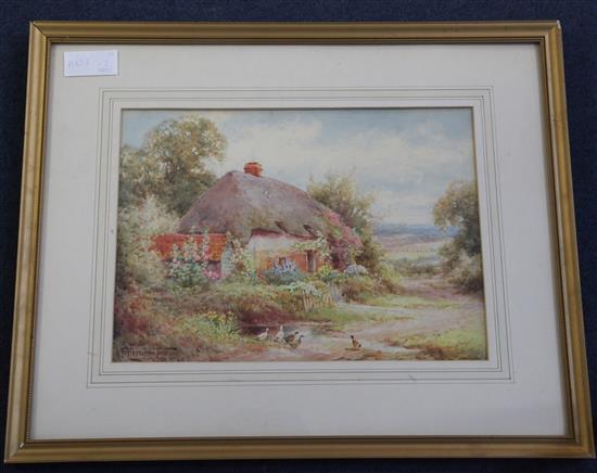 Henry Sylvester Stannard (1870-1951) Views of thatched cottages 9.5 x 13in.